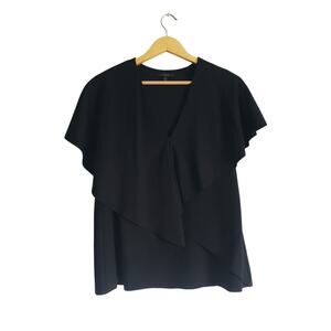 COS Raw Edge Ruffle Top Black Size Small